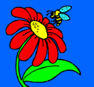 Dibujo Margarita con abeja pintado por anarosa