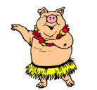 Dibujo Cerdo hawaiano pintado por MANOLO