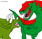 Dibujo Lucha de dinosaurios pintado por pablo