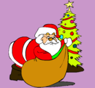 Dibujo Papa Noel repartiendo regalos pintado por geraldinenicole