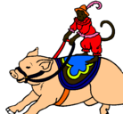 Dibujo Mono y cerdo pintado por edwinyahir