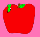Dibujo Gusano en la fruta pintado por manzanita