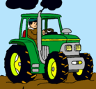 Dibujo Tractor en funcionamiento pintado por Cesar