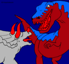 Dibujo Lucha de dinosaurios pintado por peligro