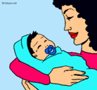 Dibujo Madre con su bebe II pintado por paula