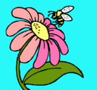 Dibujo Margarita con abeja pintado por jessica