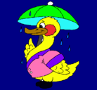 Dibujo Pato bajo la lluvia pintado por teamomivida