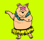 Dibujo Cerdo hawaiano pintado por chia