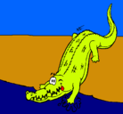 Dibujo Aligátor entrando al agua pintado por wildo