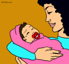 Dibujo Madre con su bebe II pintado por alexandra