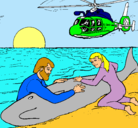 Dibujo Rescate ballena pintado por isabela