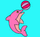 Dibujo Delfín jugando con una pelota pintado por ESTEFANIA
