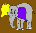 Dibujo Elefante feliz pintado por peque