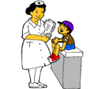 Dibujo Enfermera y niño pintado por REGINA