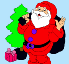 Dibujo Santa Claus y un árbol de navidad pintado por sofia