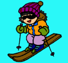 Dibujo Niño esquiando pintado por bobesponja