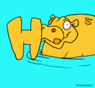 Dibujo Hipopótamo pintado por andrea