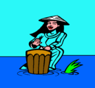 Dibujo Mujer tocando el bongó pintado por diego