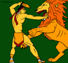 Dibujo Gladiador contra león pintado por MARTINAc
