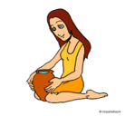 Dibujo Mujer y jarrón pintado por sarah