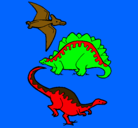 Dibujo Tres clases de dinosaurios pintado por salvador