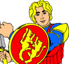 Dibujo Caballero con escudo de león pintado por rafa