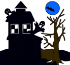 Dibujo Casa fantansma pintado por negra