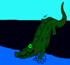 Dibujo Aligátor entrando al agua pintado por neyda