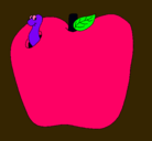 Dibujo Gusano en la fruta pintado por rodrigo