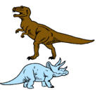 Dibujo Triceratops y tiranosaurios rex pintado por junior