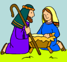 Dibujo Adoran al niño Jesús pintado por s