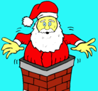 Dibujo Papa Noel en la chimenea pintado por allan