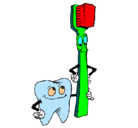 Dibujo Muela y cepillo de dientes pintado por simonandres