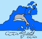 Dibujo Delfín y gaviota pintado por darleny
