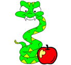 Dibujo Serpiente y manzana pintado por grethel