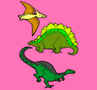 Dibujo Tres clases de dinosaurios pintado por SaritaMichelle