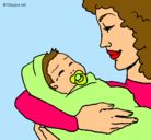 Dibujo Madre con su bebe II pintado por vane