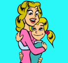 Dibujo Madre e hija abrazadas pintado por hmontana