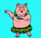 Dibujo Cerdo hawaiano pintado por chavita