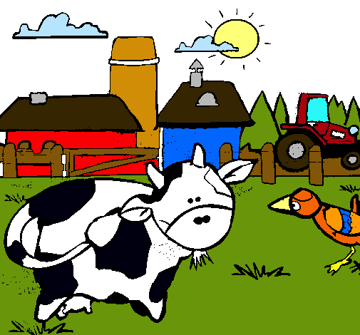 Vaca en la granja