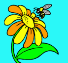 Dibujo Margarita con abeja pintado por julieta