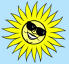 Dibujo Sol con gafas de sol pintado por dugleidis