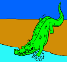 Dibujo Aligátor entrando al agua pintado por juanpedro