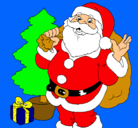 Dibujo Santa Claus y un árbol de navidad pintado por ANDREIITA