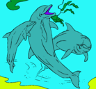 Dibujo Delfines jugando pintado por ines