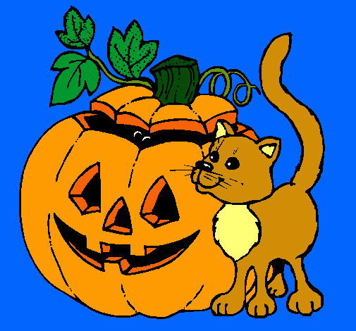 Calabaza y gato