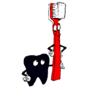 Dibujo Muela y cepillo de dientes pintado por matias