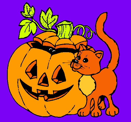 Calabaza y gato