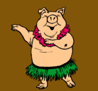 Dibujo Cerdo hawaiano pintado por YORCARY
