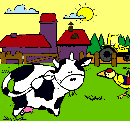 Vaca en la granja